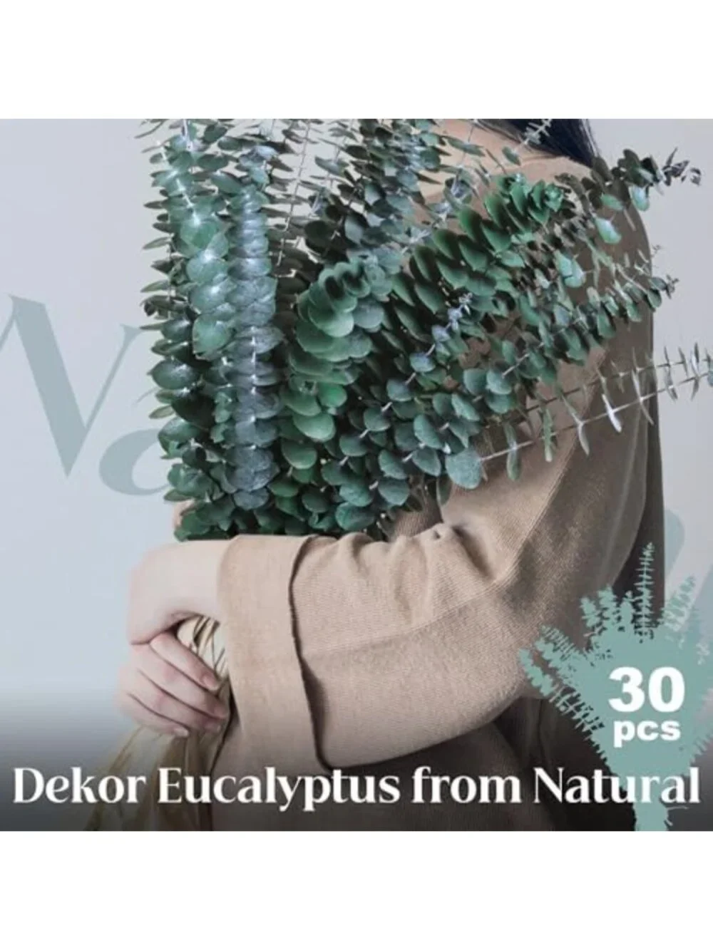 30PCS Dried Eucalyptus Stems Bundle for Shower Decor, Real Natural Plant